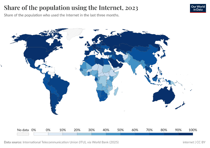 A thumbnail of the "Share of the population using the Internet" chart