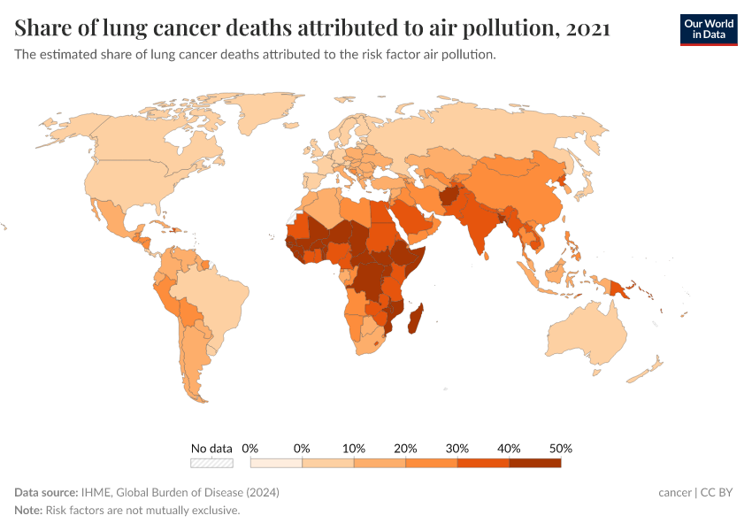 A thumbnail of the "Share of lung cancer deaths attributed to air pollution" chart