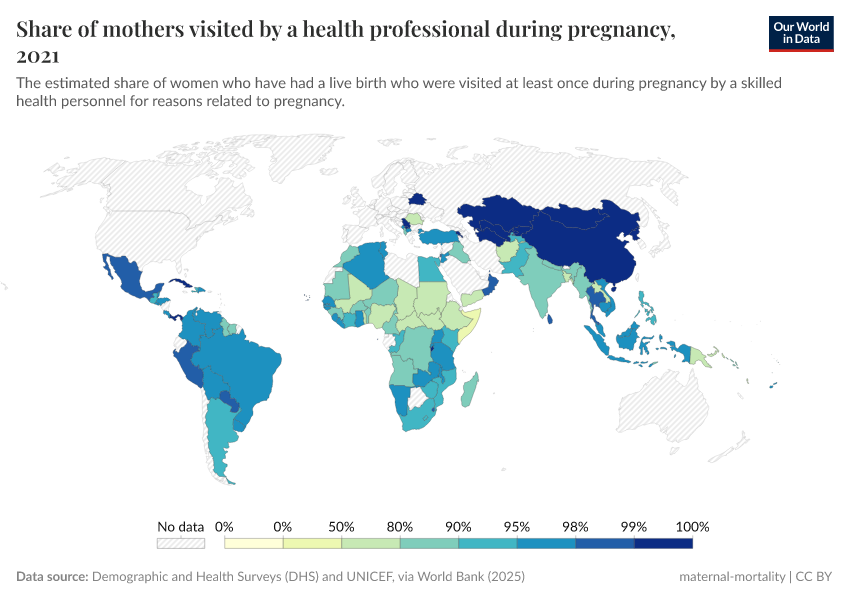 A thumbnail of the "Share of mothers visited by a health professional during pregnancy" chart
