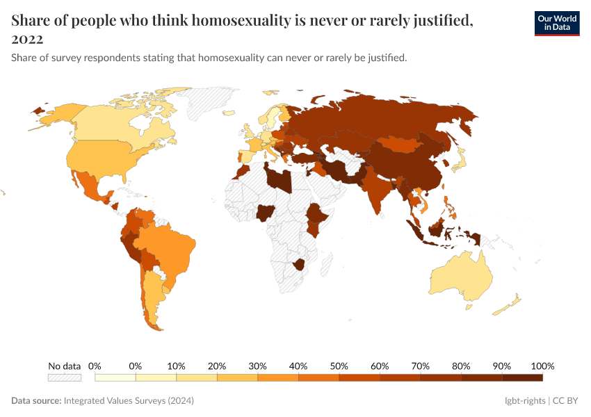 A thumbnail of the "Share of people who think homosexuality is never justified" chart