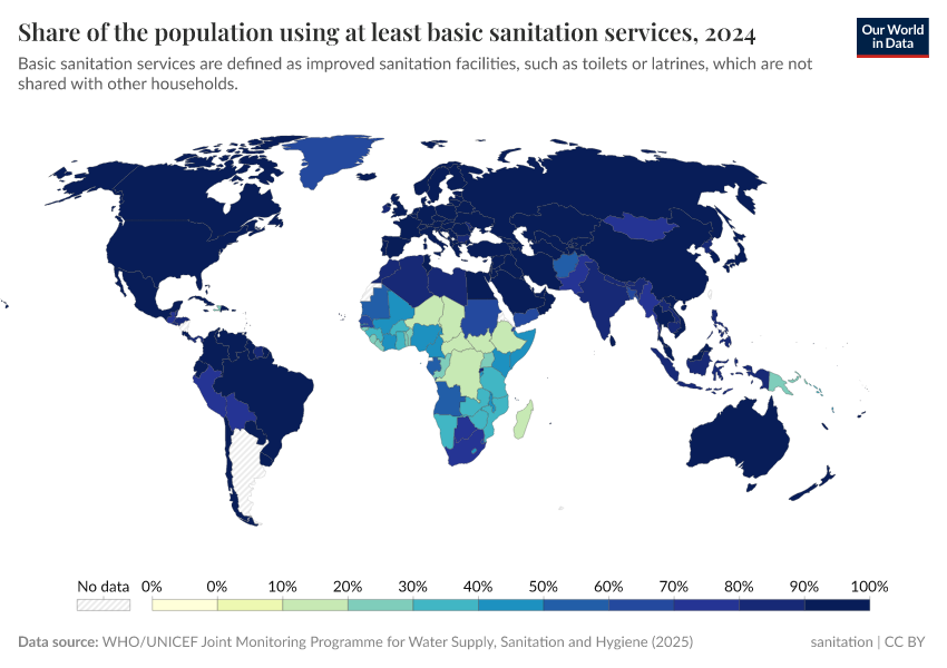 A thumbnail of the "Share of the population using at least basic sanitation services" chart