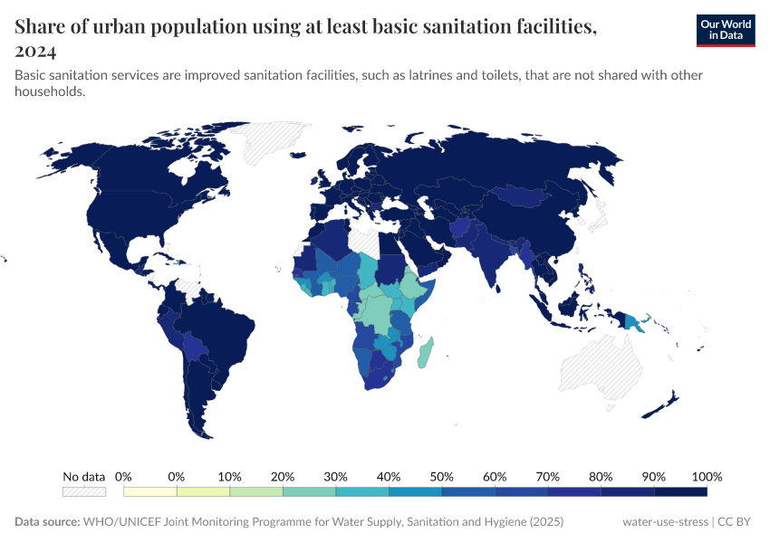 A thumbnail of the "Share of urban population using at least basic sanitation services" chart