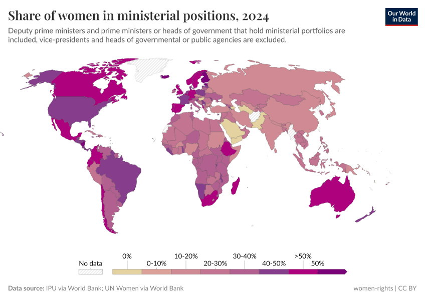 A thumbnail of the "Share of women in ministerial positions" chart