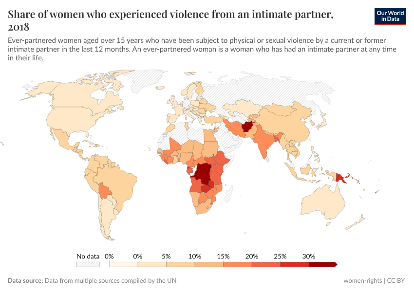 A thumbnail of the "Share of women who experienced violence from an intimate partner" chart