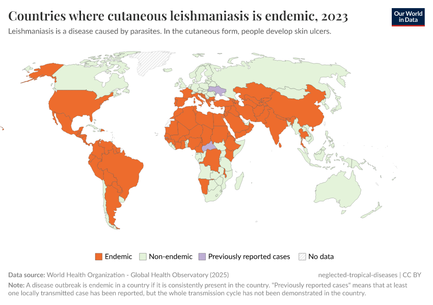 A thumbnail of the "Countries where cutaneous leishmaniasis is endemic" chart