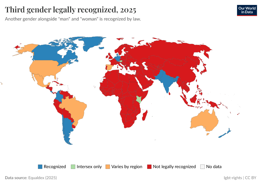 A thumbnail of the "Third gender legally recognized" chart