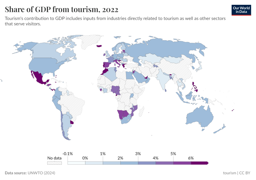 A thumbnail of the "Share of GDP from tourism" chart
