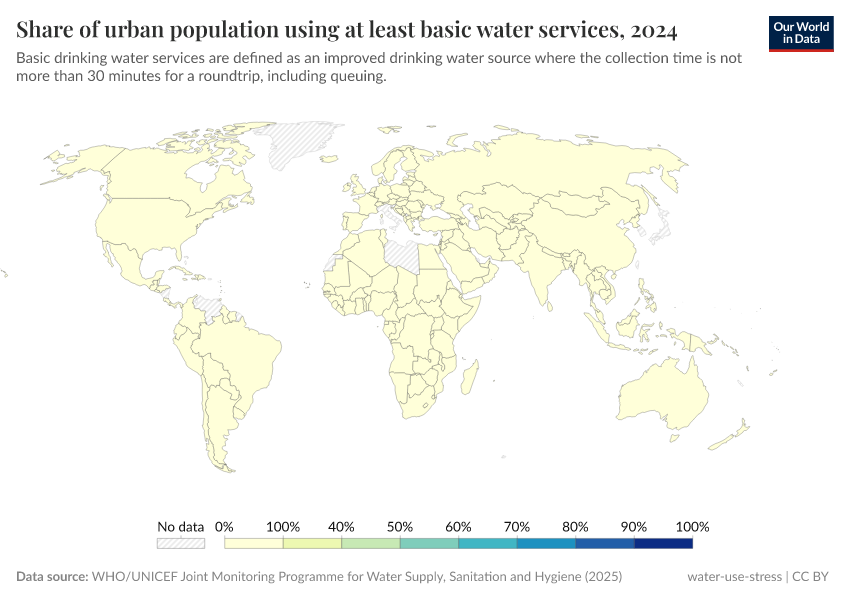 A thumbnail of the "Share of urban population using at least basic water services" chart