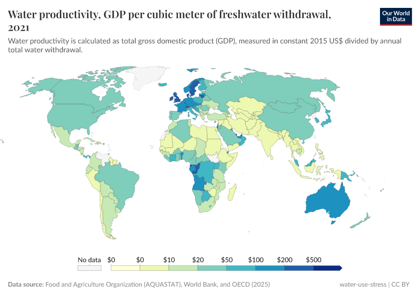 A thumbnail of the "Water productivity, GDP per cubic meter of freshwater withdrawal" chart