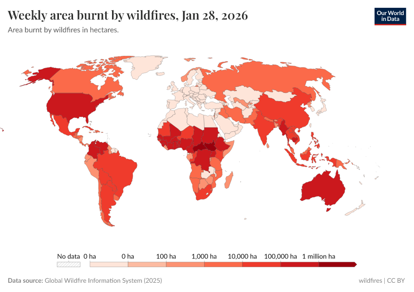 A thumbnail of the "Weekly area burnt by wildfires" chart