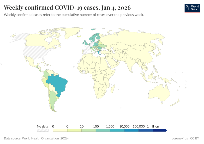 A thumbnail of the "Weekly confirmed COVID-19 cases" chart