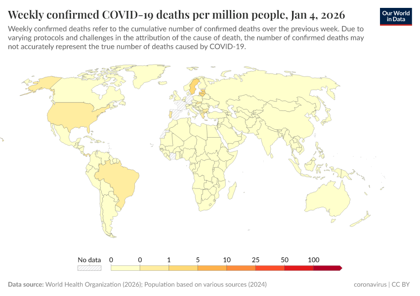 A thumbnail of the "Weekly confirmed COVID-19 deaths per million people" chart