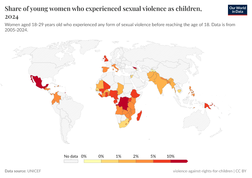 A thumbnail of the "Share of young women who experienced sexual violence as children" chart